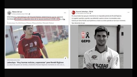 Ronald Biglione: Argentine Football Player Dies From Blood Clots After 2nd Dose Of COVID-19 Vaccine.