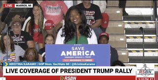 MI GOP SOS Candidate Kristina Karamo Knocks It Out Of the Ballpark at MI Trump Rally AGAIN!