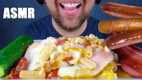 ASMR BREAKFAST MUKBANG (FRIED NOODLES & EGGS & SUASAGES & TOMATOES & FRESH CUCUMBER) EATING SOUNDS