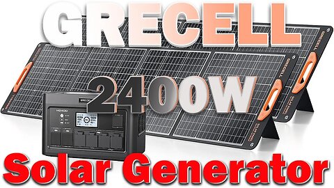 GRECEL 2400W Solar Generator With 2*200W Flexible Solar Panel Power Backup Battery UPS Home RV/Van