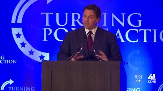 Florida Gov. Ron DeSantis campaigns for Kansas' Derek Schmidt