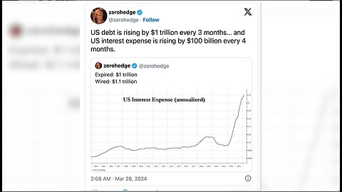 GOLD | DeDollarization | Gold Just Hit Another All-Time High!!! Now, Will the U.S. Dollar Die? "U.S. Debt Rising By $1 Trillion Every 3 Months & U.S. Interest Expense Is Rising By $100 Billion Every 4 MOnths" - Zero Hedge 3/28/24