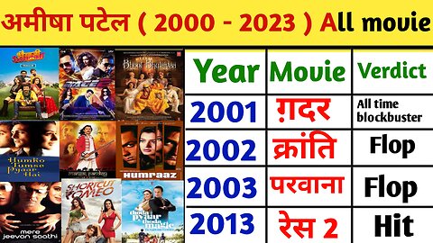 अमीषा पटेल (2000-2023) All Movie List || Amisha patel all film list flop and hit