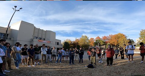 University of Arkansas: Great Conversations, Civil Dialogue, Calm Crowd, Later In The Day A Larger Crowd Forms, A Trans Spouts Nonsense, Jesus Christ Exalted