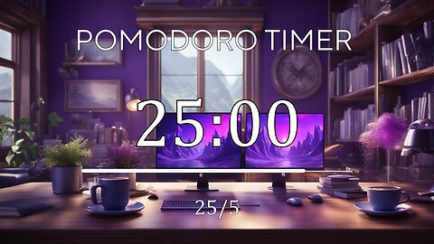 Purple Pomodoro session 25/5 💜 Jazz music for Relaxing, Studying and Working 💜