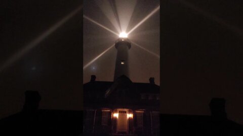 St. Simons Island Lighthouse showing off in thick fog - 2-22-21