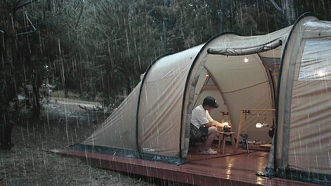 camping video. The sound of heavy rain, like a hole in the sky. Heavy Rain Camping