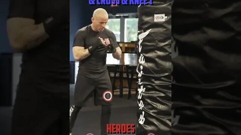 Heroes Training Center | Kickboxing "How To Double Up" Hook & Uppercut & Cross & Knee 1 | #Shorts