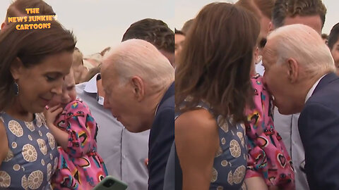 Biden enjoys nibbling on frightened little girl during trip to Finland.