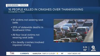 16 people killed in Ohio crashes over thanksgiving travel week