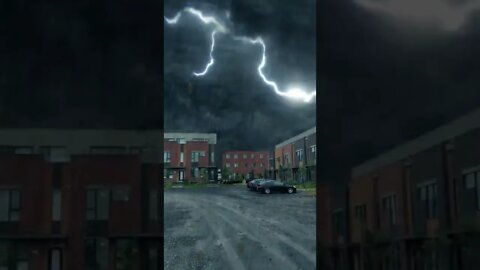 Mega tornado with lightning