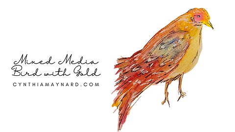 Brightly Colored Bird Painting with Winsor & Newton Gold