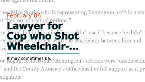 Lawyer for Cop who Shot Wheelchair-Bound Man in Back: My Client "Had no Non-Lethal Options"