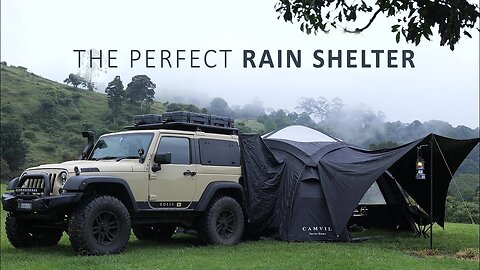 SOLO Camping In RAIN - Perfect CAR TENT Shelter | Relaxing ASMR