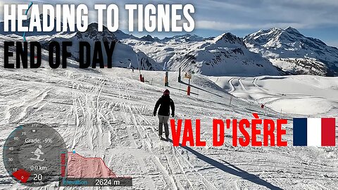 [4K] Skiing Val d'Isère, Heading to Tignes - End of Day and Getting Lost, France, GoPro HERO11
