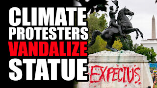 Climate Protesters VANDALIZE Statue