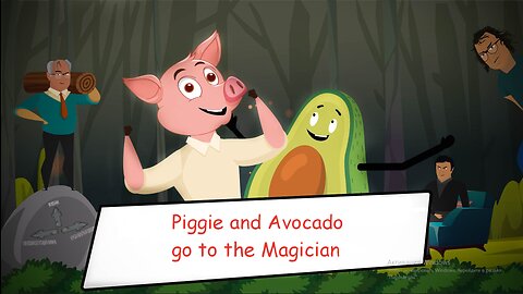Piggie and Avocado go to the Magician