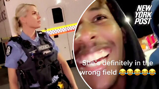 Men film themselves harassing 'beautiful' female police officer