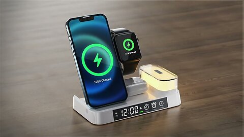 5 in 1 for charging iPhone_AirPods_Apple Watch with alarm _ iLoungeMax 4-in-1 Foldable Station