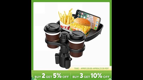 Dual Cup Holder Adjustable for 360°Rotating Car Seat Cup Holder Snack Tray Drink Holder