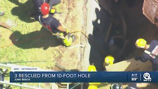 3 people rescued from 10-foot hole in Juno Beach