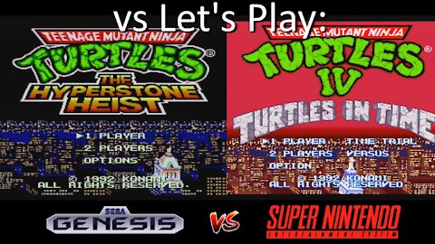 vs Let's Play TMNT: SNES Turtles in Time vs Genesis Hyperstone Heist by Konami, Gameplay Comparison