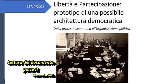 Lettura del documento "Libertà e Partecipazione" II parte 24 novembre 2023