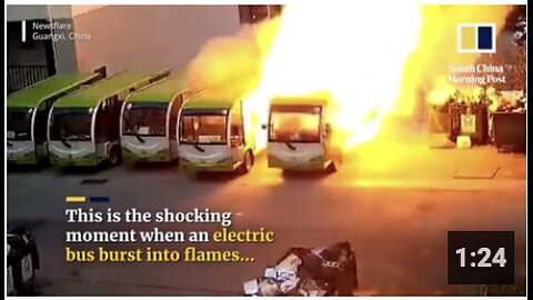 China: An electric bus spontaneously bursts into flames, setting off a domino effect of bus fires.