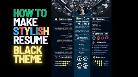 How to Make a stylish Black Resume for a Design Job | Creative resume | Creative Job | 2024