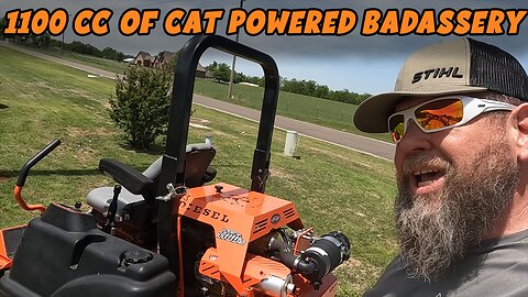 The Bad Boy Zero-Turn 1100cc diesel powered CAT engine coupled with a 61” deck.
