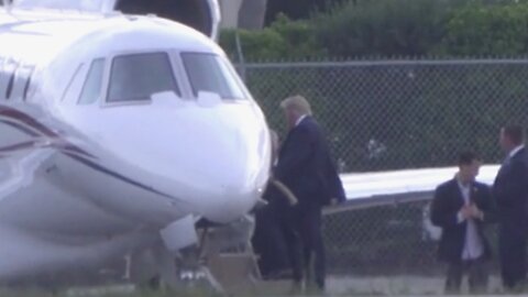 Donald Trump boards jet from Florida to New Jersey with 4 boxes of documents, May 8, 2021.