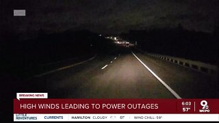 High winds leading to power outages