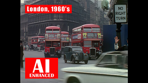 London, 1960's. AI Enhanced. Colour, Sound, Amateur Film Details Recovered, Stabilised Upscaled HD