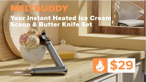 MeltBuddy: Instant Heated Ice Cream Scoop & Butter Knife Set