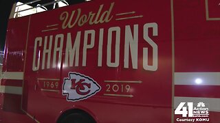 Victory parade buses en route to KC