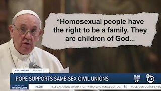 Pope Francis accepts same-sex civil unions