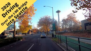 Driving over the I-90 Floating Bridge into Seattle 2020