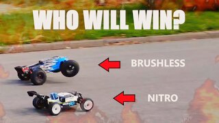Nitro rc car vs Brushless rc car!