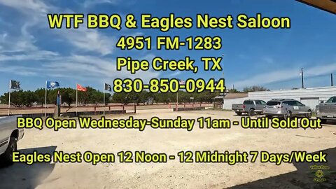 Drone Fly Thru of WTF BBQ & Eagles Nest Saloon in Pipe Creek TX