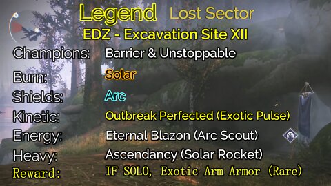 Destiny 2 Legend Lost Sector: EDZ - Excavation Site XII 6-12-22