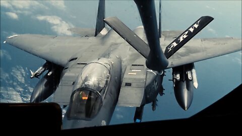 F-15E Strike Eagles Refuel over the North Sea - Exercise Point Blank 22-2
