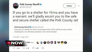 Polk County Sheriff Grady Judd says his department will make arrests at Irma shelters