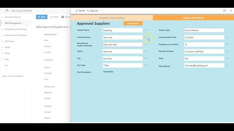 Efficient Supplier Tracking: TQA Cloud Approved Supplier List