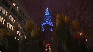 Terminal Tower goes blue