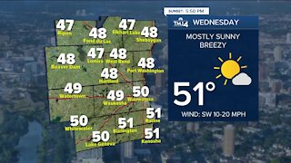Chilly Tuesday night ahead, temperatures around 50 expected Wednesday