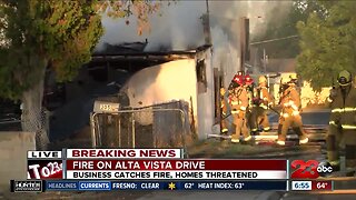 Fire threatens homes in East Bakersfield Monday morning