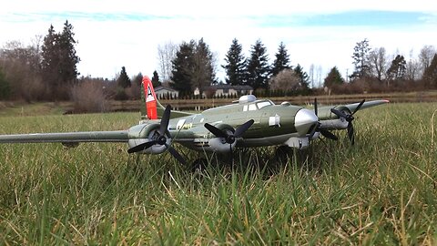 Battery Adapter Test - E-Flite UMX B-17 Flying Fortress RC Plane Test Flight on Windy Day