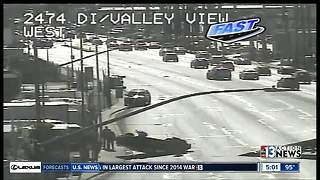 Three-car crash blocks lanes on Desert Inn, near Valley View