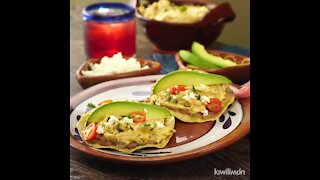 Chicken with Corn Sauce Tostadas