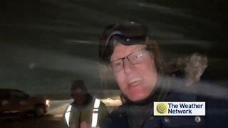 Weather Reporter AND tow truck get stuck in winter storm